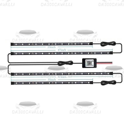 Kit 4 strisce LED per sottoscocca auto Da300Cavalli, lunghezze 35 e 47 pollici, tuning