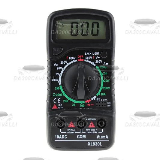 Multimetro digitale XL830L nero, display LCD, selettore centrale, vendita Da300Cavalli.