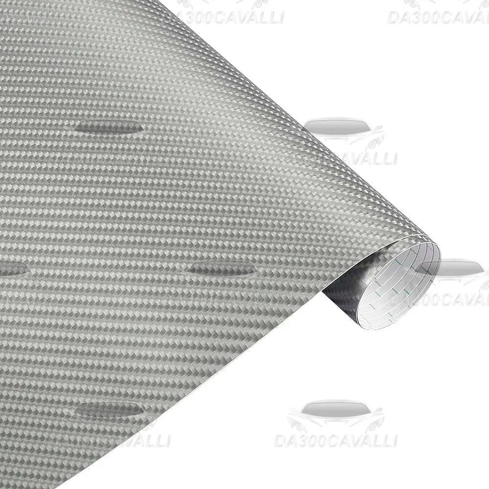 Pellicola wrap 4D effetto fibra di carbonio per auto tuning Da300Cavalli, colore argento.