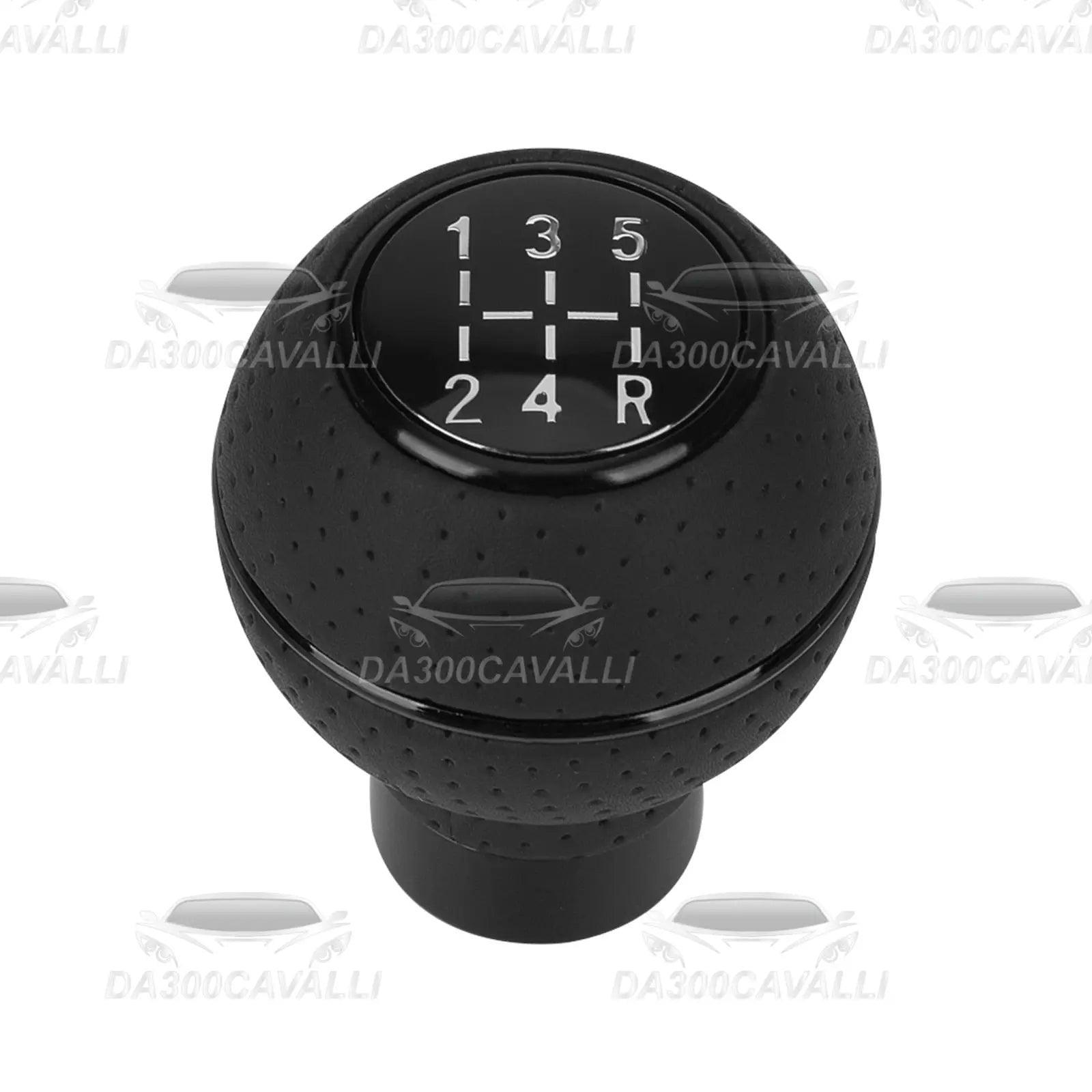 Pomello cambio 5 marce nero, ricambio auto tuning Da300Cavalli, fondo bianco