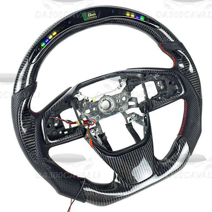 Volante In Fibra Di Carbonio Con Led Honda Civic (2016-2023) - Da300Cavalli