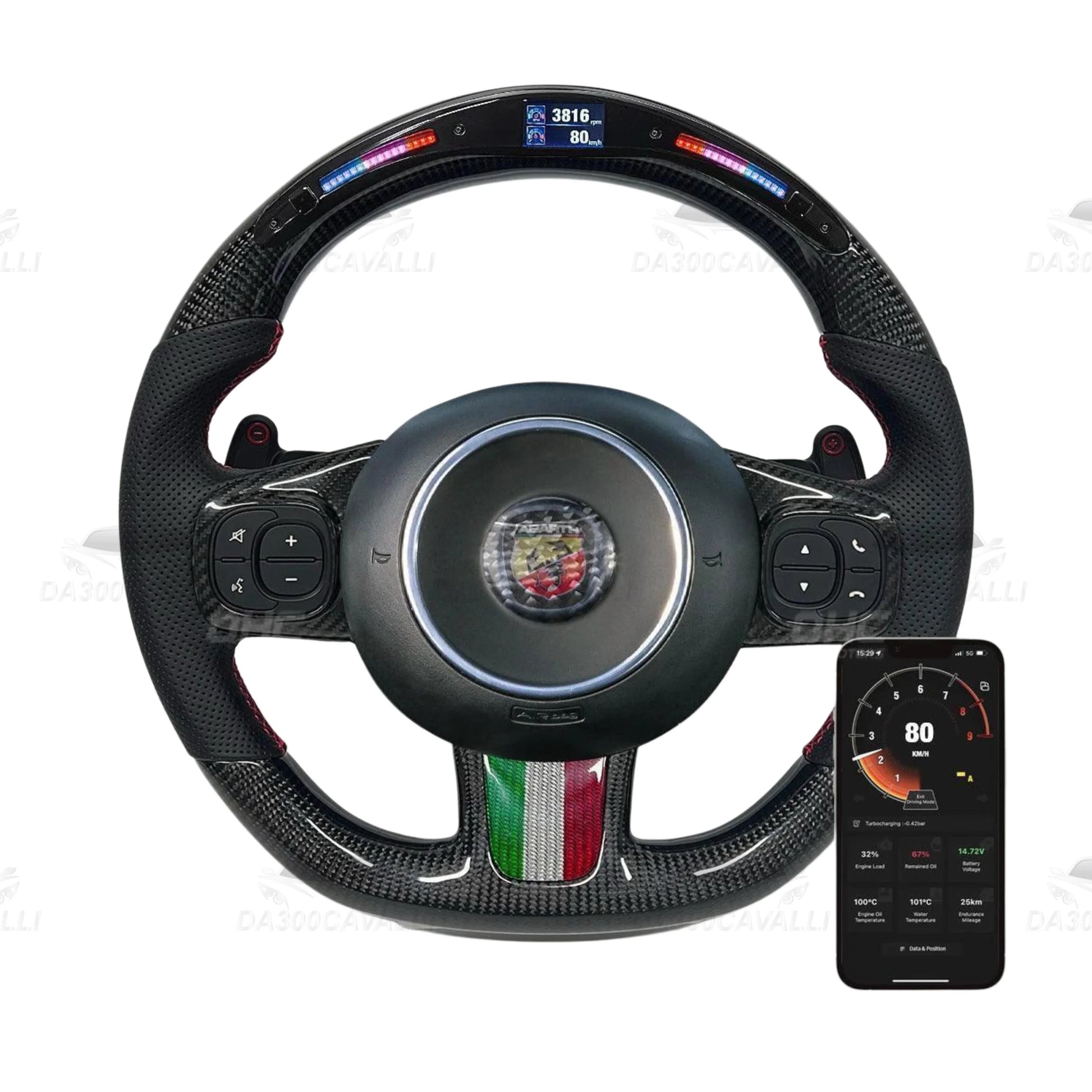 volante-led-fiat-500-abarth-fibra-di-carbonio-da300cavalli-1 - Da300Cavalli