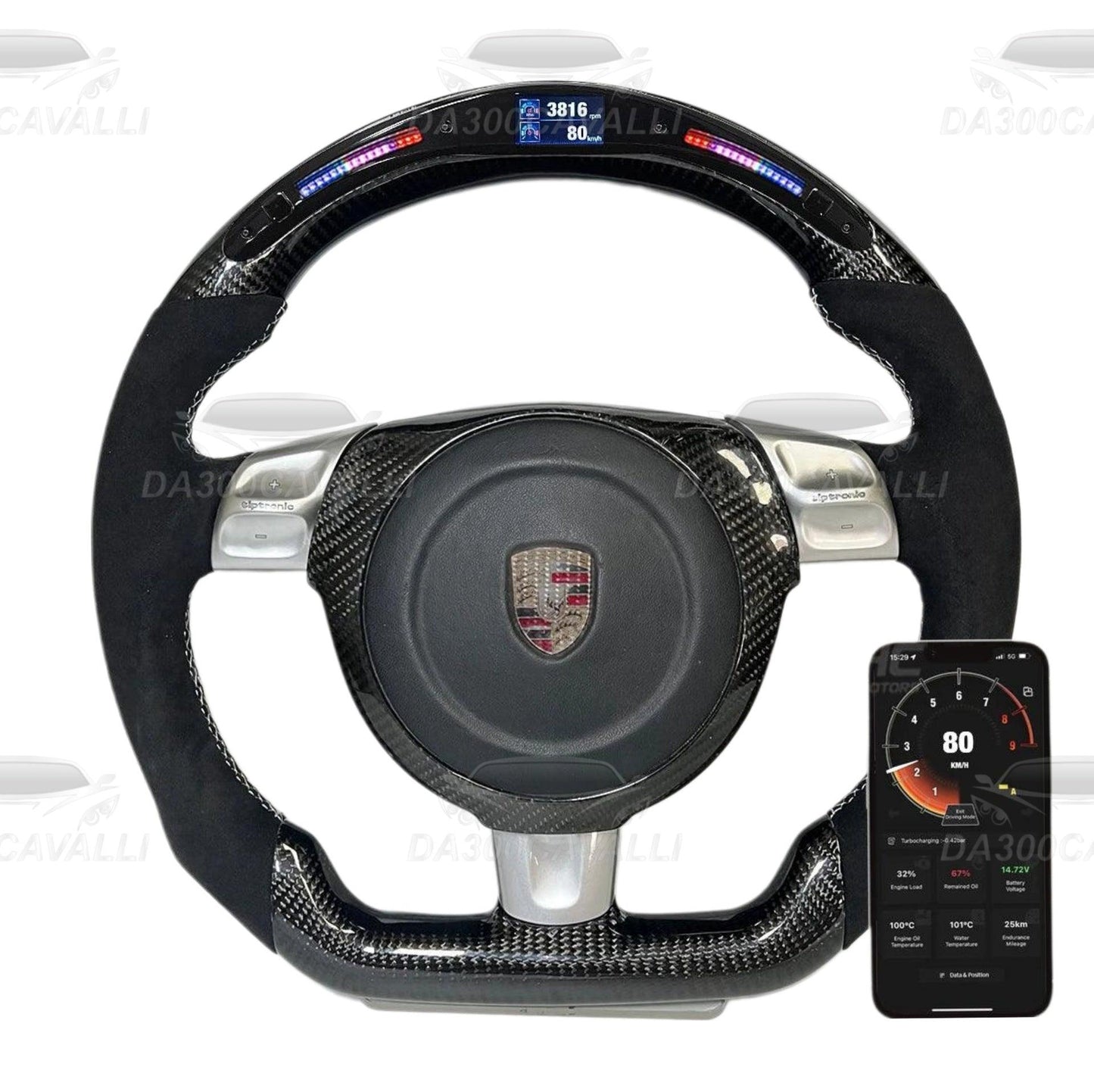 Volante Porsche Cayenne Panamera Macan Cayman Boxster 911 718 Fibra Di Carbonio - Da300Cavalli