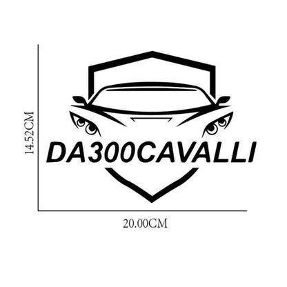 Adesivo logo Da300Cavalli nero sagoma auto, dimensioni 20x14,52cm, tuning auto